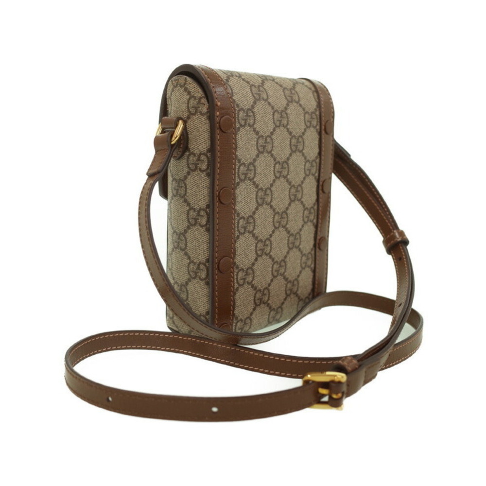Gucci ebony Brown Bag Horsebit GG beige Supreme 1955 canvas
